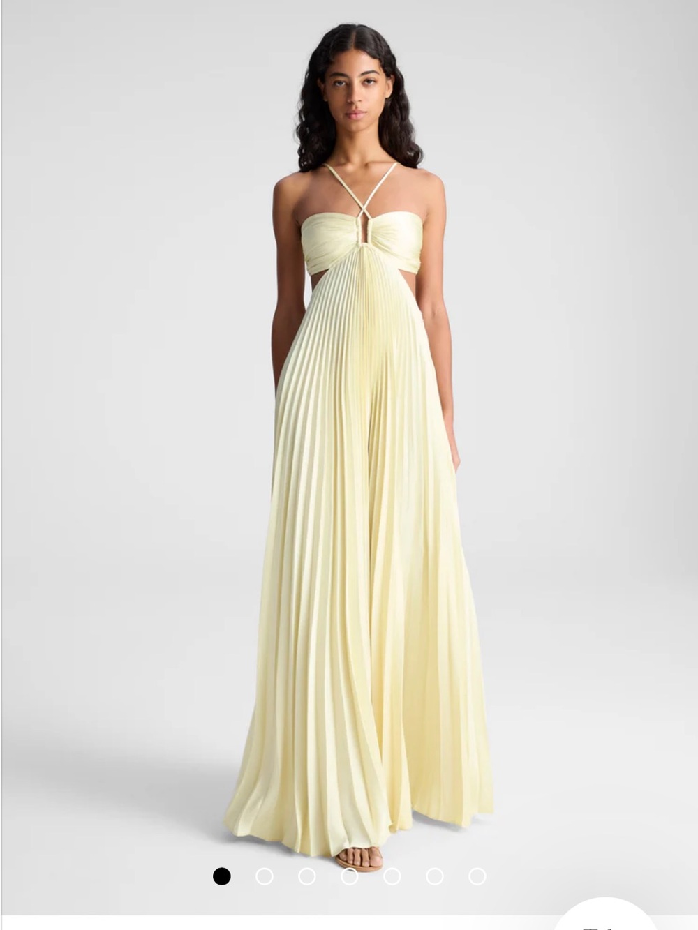 A.L.C. Strappy Pleated Maxi Dress in Pale Yellow. New without tags. Never worn.
